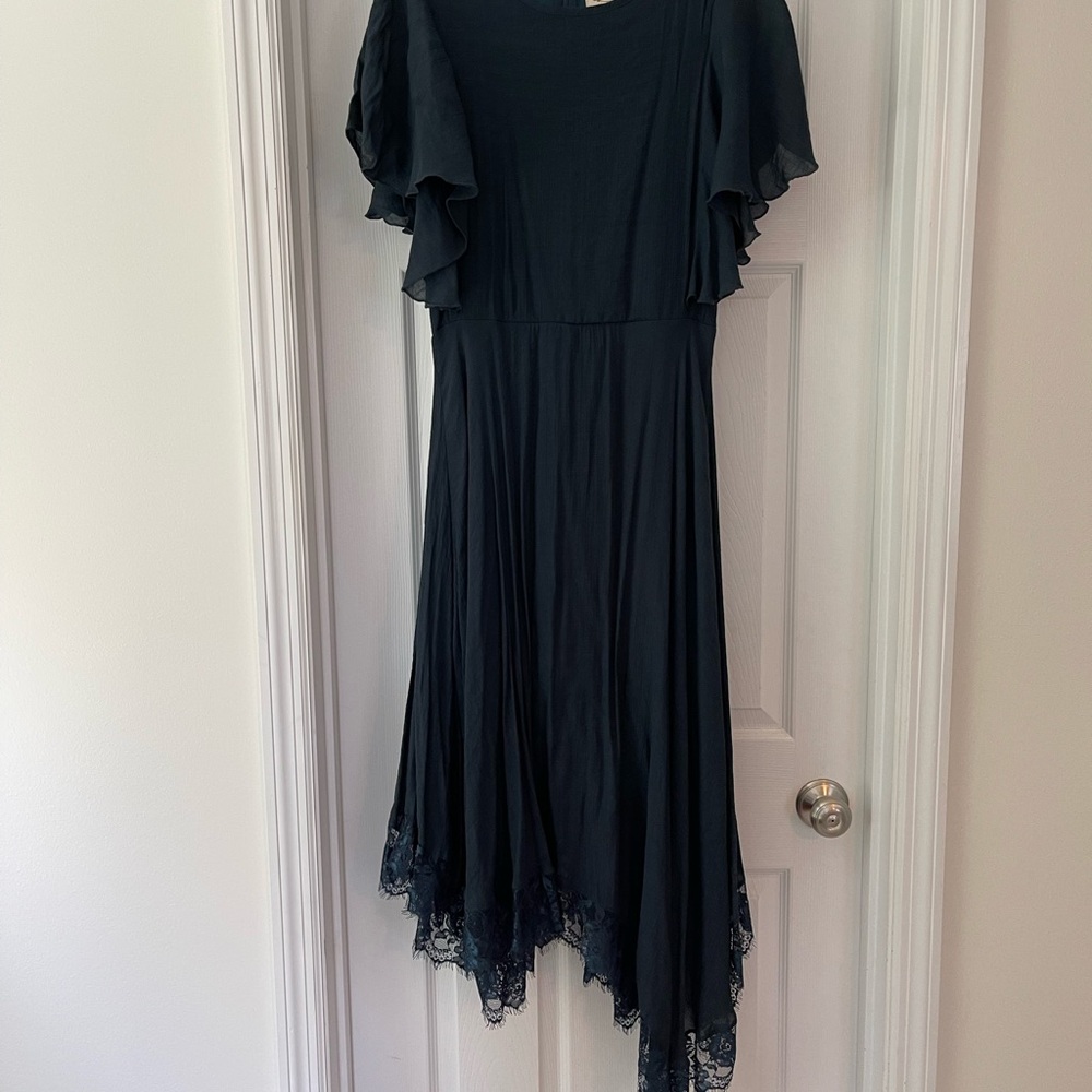 Joyfolie Black Asymmetrical Lace Hem Dress
